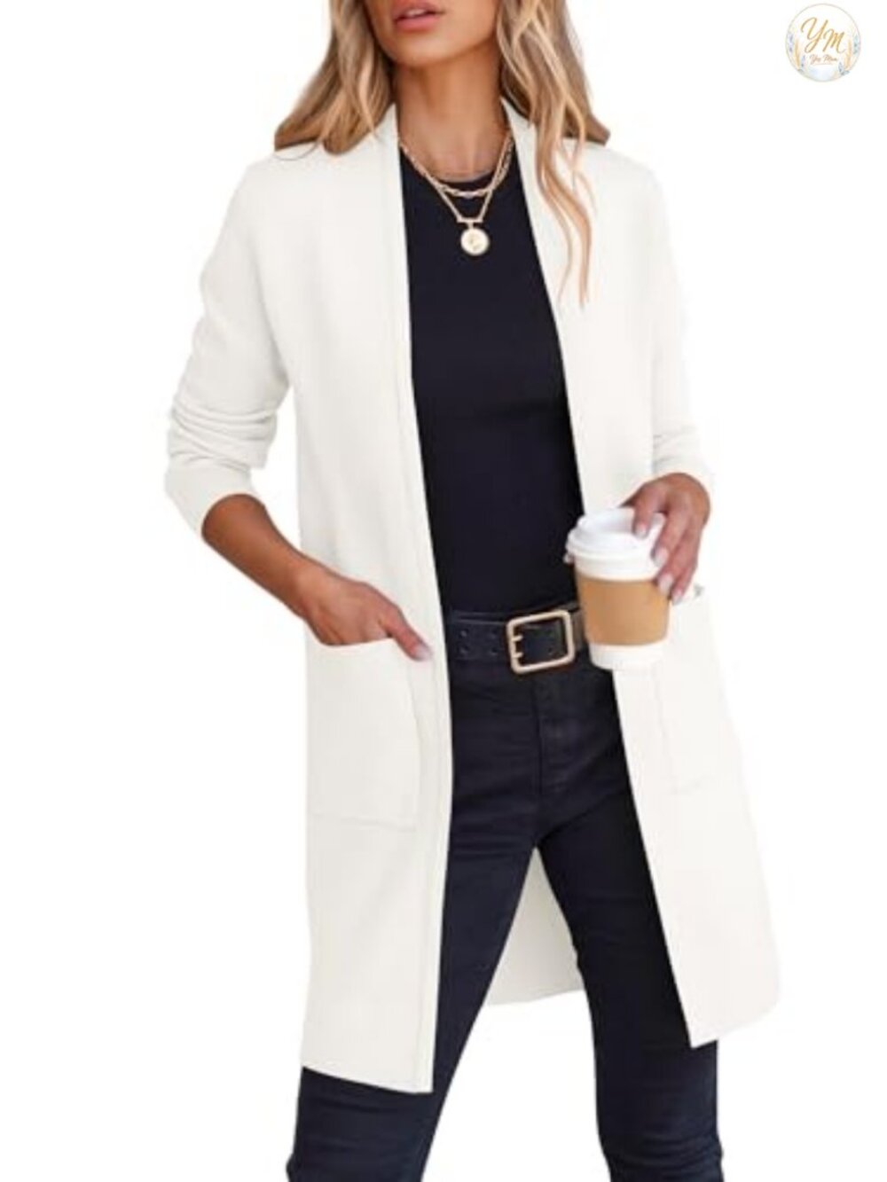 Women's Knit Open Front Cardigan Sweater Long Sleeve V-Neck Casual